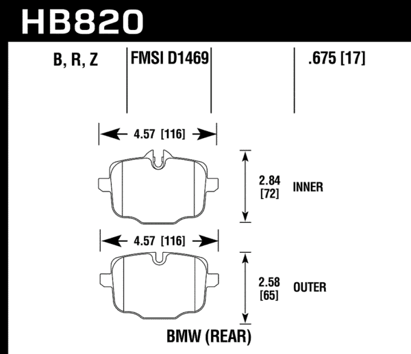 HB820Z.675 - Hawk PC Brake Pads; Rear - Image 3