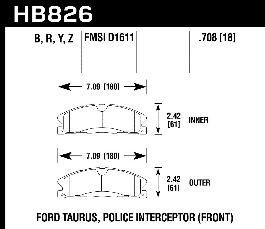 HB826B.708 - Hawk HPS 5.0 Brake Pads; Front - Image 3