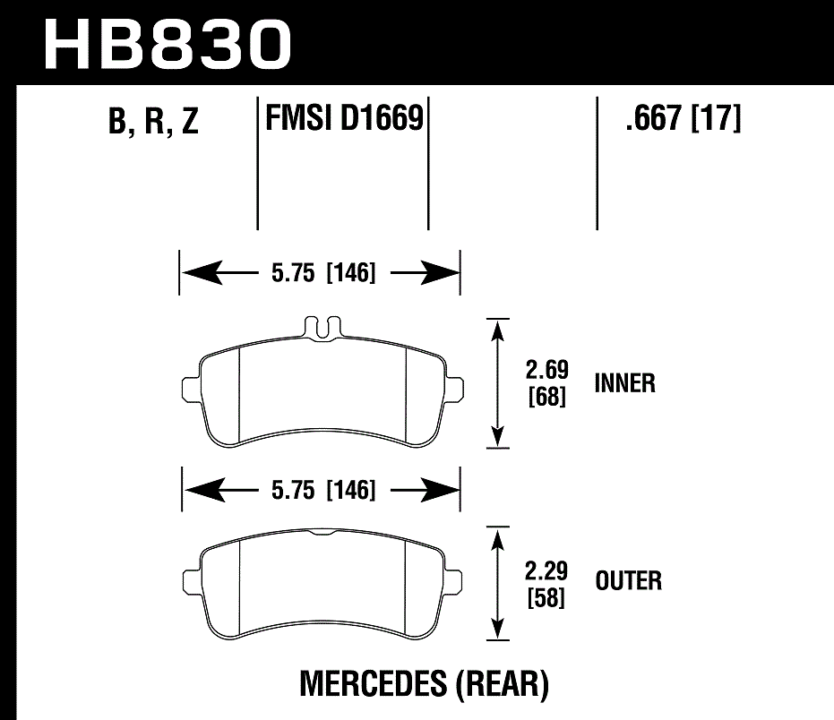 HB830Z.667 - Hawk PC Brake Pads; Rear - Image 3