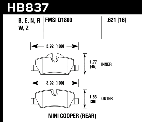 HB837B.621 - Hawk HPS 5.0 Brake Pads; Rear - Image 3