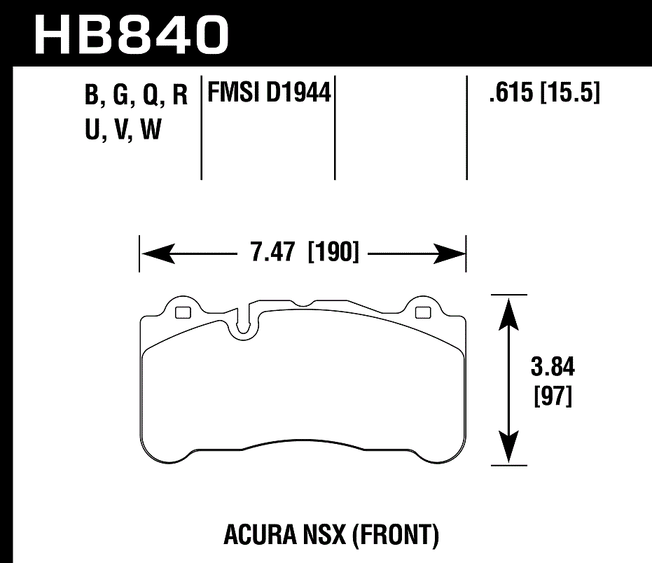HB840G.615 - Hawk DTC-60 Brake Pads; Front - Image 3
