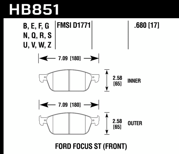 HB851B.680 - Hawk HPS 5.0 Brake Pads; Front - Image 3
