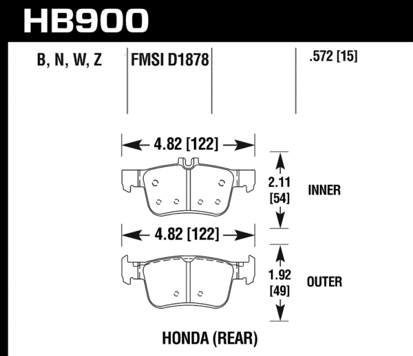 HB900W.572 - Hawk DTC-30 Brake Pads; Rear - Image 3