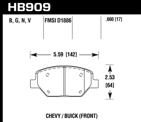 HB909Y.660 - Hawk LTS Brake Pads; Front - Image 3