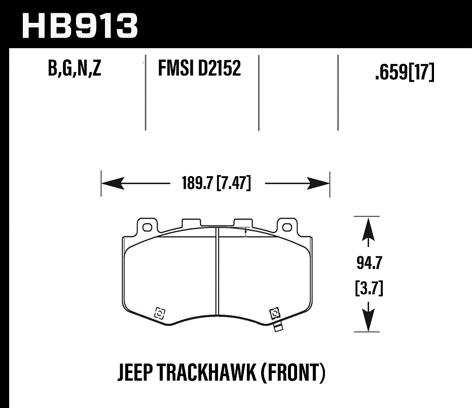 HB913N.659 - Hawk HP Plus Brake Pads; Front - Image 3