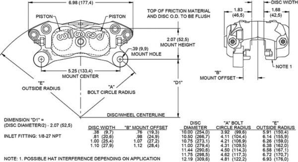 120-13846-BK - Wilwood Forged Dynalite Internal Brake Caliper; Black - Axial Left & Right - Image 3