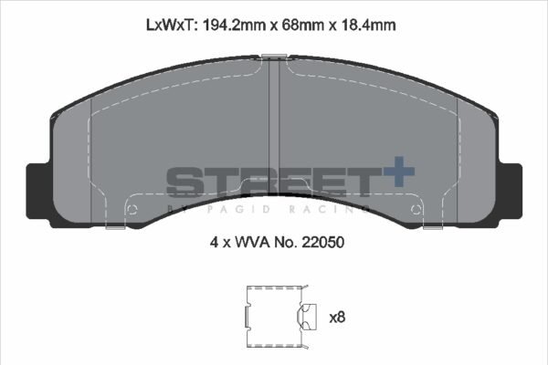 T8208SP2001 - Pagid Street+ Brake Pads; Front - Image 2