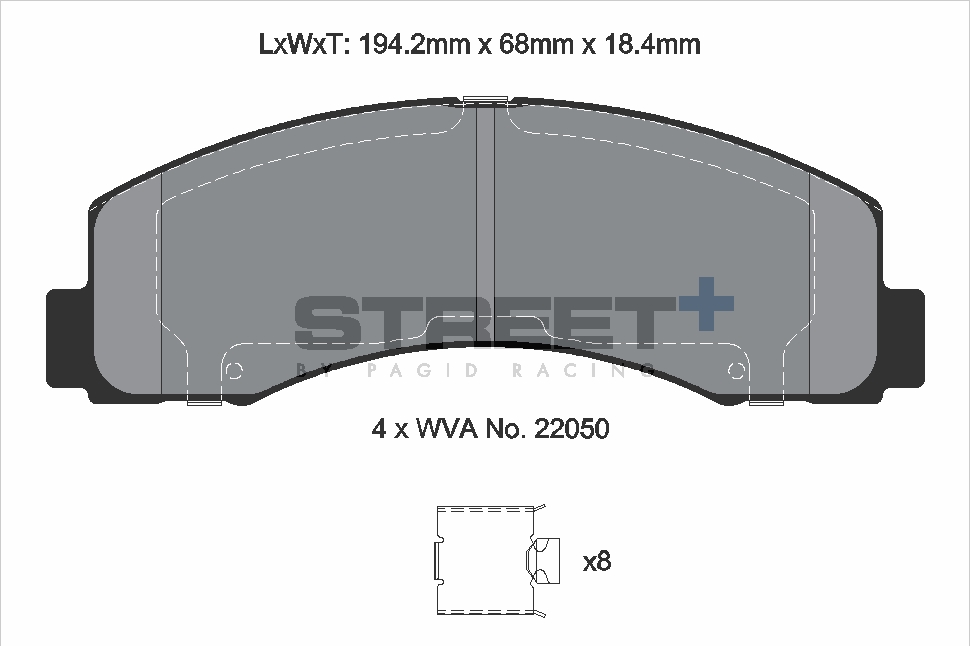 T8208SP2001 - Pagid Street+ Brake Pads; Front - Image 2