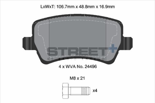 T8076SP2001 - Pagid Street+ Brake Pads; Rear - Image 2