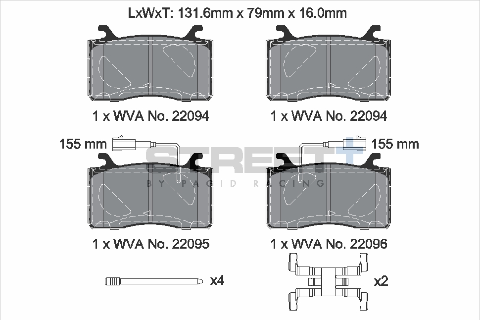 T8284SP2001 - Pagid Street+ Brake Pads; Front - Image 2