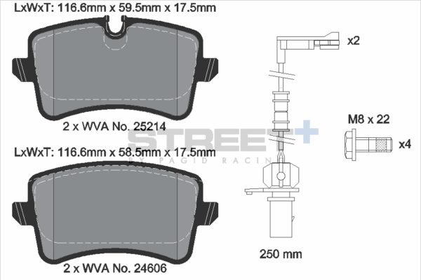 T8114SP2001 - Pagid Street+ Brake Pads; Rear - Image 2