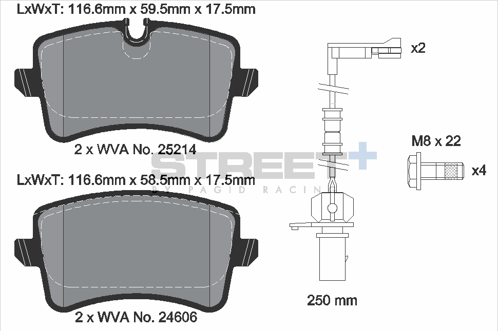 T8114SP2001 - Pagid Street+ Brake Pads; Rear - Image 2
