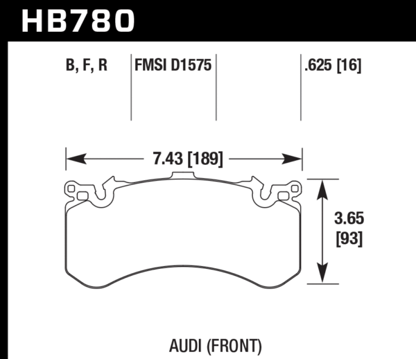 HB780N.625 - Hawk HP Plus Brake Pads; Front - Image 2