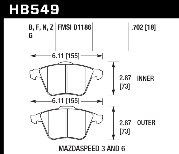 HB549B.702 - Hawk HPS 5.0 Brake Pads; Front - Image 2