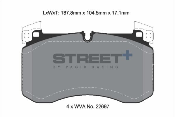T8264SP2001 - Pagid Street+ Brake Pads; Front - Image 2