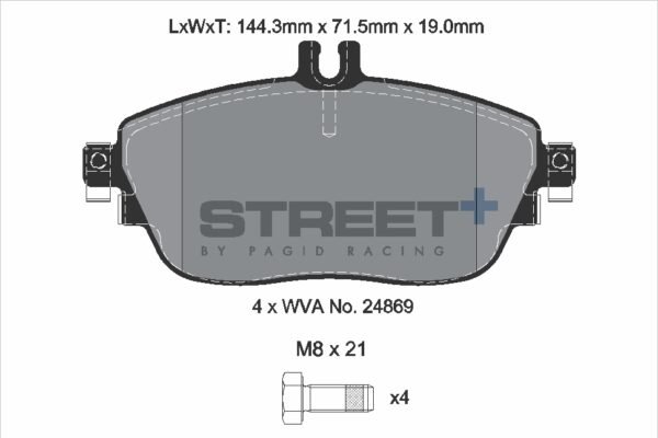 T8215SP2001 - Pagid Street+ Brake Pads; Front - Image 2
