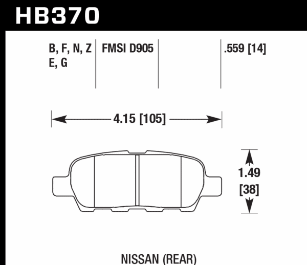 HB370F.559 - Hawk HPS Brake Pads; Rear - Image 2