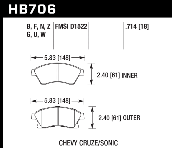 HB706N.714 - Hawk HP Plus Brake Pads; Front - Image 2