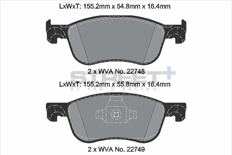T8234SP2001 - Pagid Street+ Brake Pads; Front - Image 2