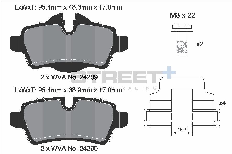 T8066SP2001 - Pagid Street+ Brake Pads; Rear - Image 2