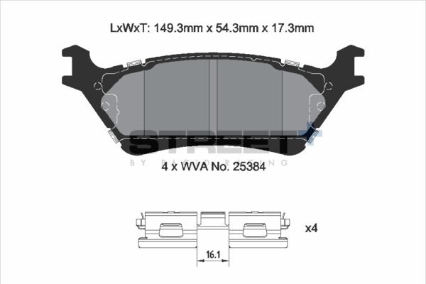 T8220SP2001 - Pagid Street+ Brake Pads; Rear - Image 2