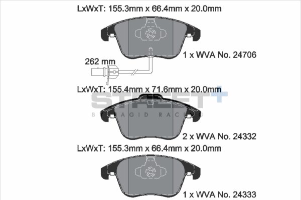 T8090SP2001 - Pagid Street+ Brake Pads; Front - Image 2