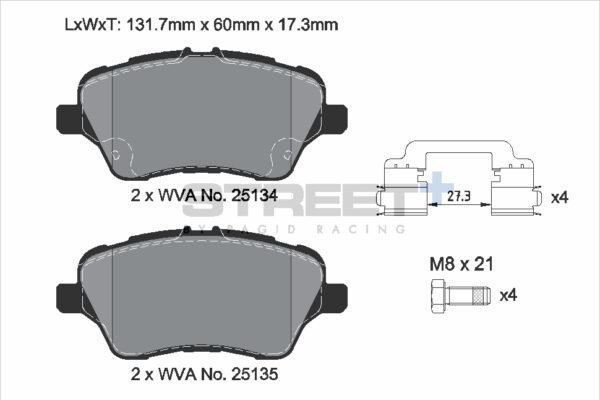 T8197SP2001 - Pagid Street+ Brake Pads; Front - Image 2