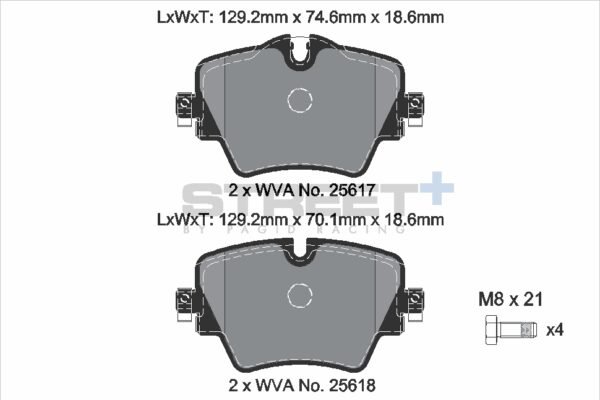 T8285SP2001 - Pagid Street+ Brake Pads; Front - Image 2