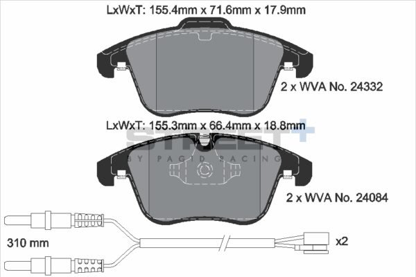 T8069SP2001 - Pagid Street+ Brake Pads; Front - Image 2
