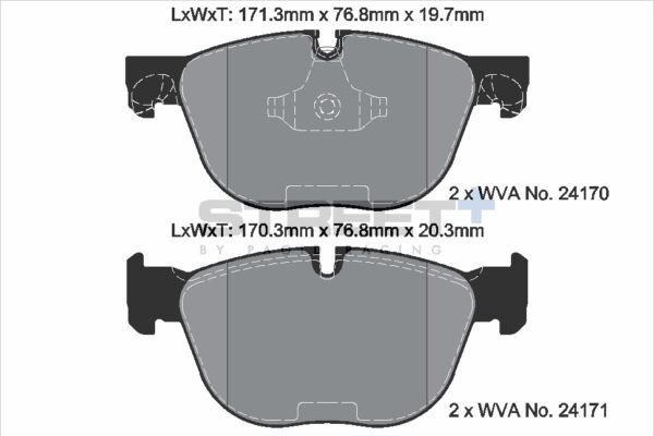 T8060SP2001 - Pagid Street+ Brake Pads; Front - Image 2