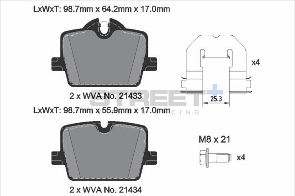 T8267SP2001 - Pagid Street+ Brake Pads; Rear - Image 2