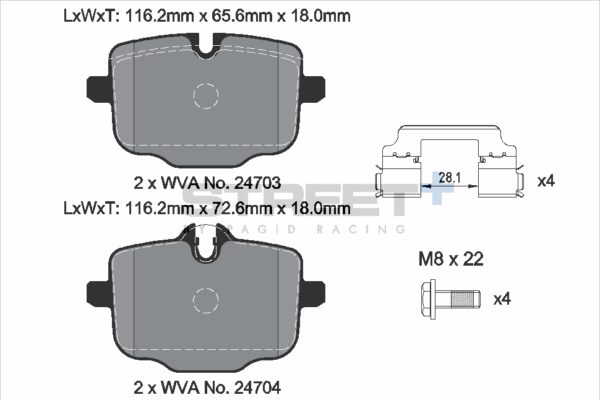 T8283SP2001 - Pagid Street+ Brake Pads; Rear - Image 2