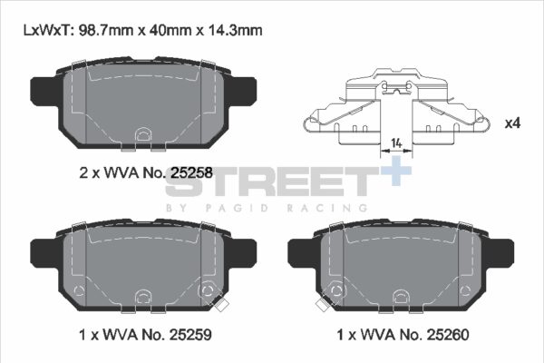 T8242SP2001 - Pagid Street+ Brake Pads; Rear - Image 2