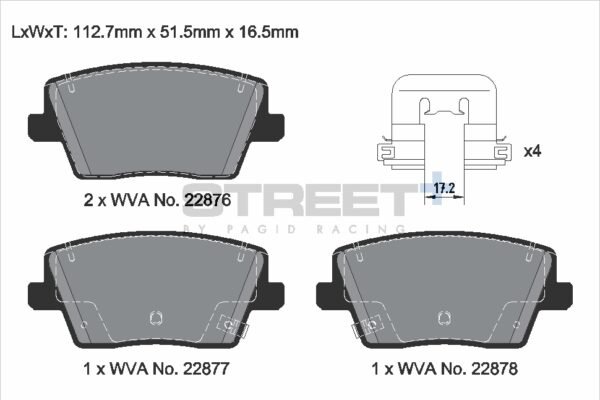 T8230SP2001 - Pagid Street+ Brake Pads; Rear - Image 2