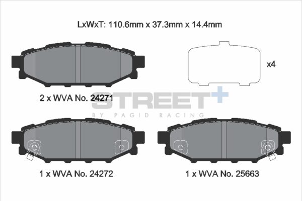 T8065SP2001 - Pagid Street+ Brake Pads; Rear - Image 2