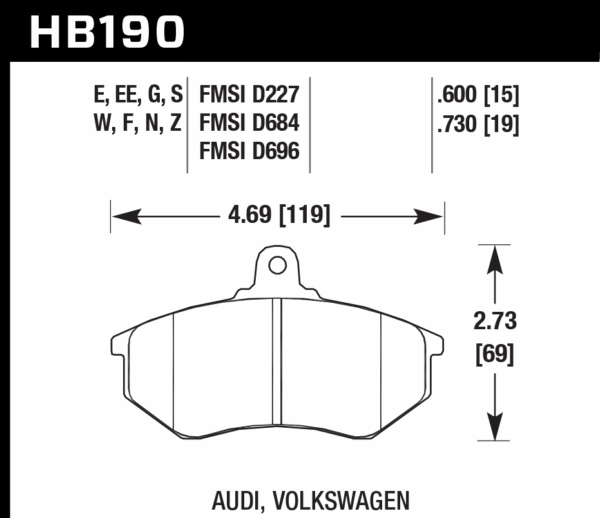 HB190D.600 - Hawk ER-1 Brake Pads; Front - Image 2