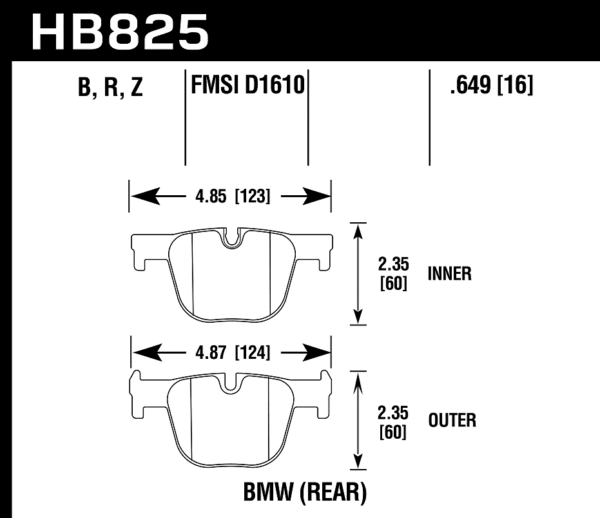 HB825B.649 - Hawk HPS 5.0 Brake Pads; Rear - Image 2