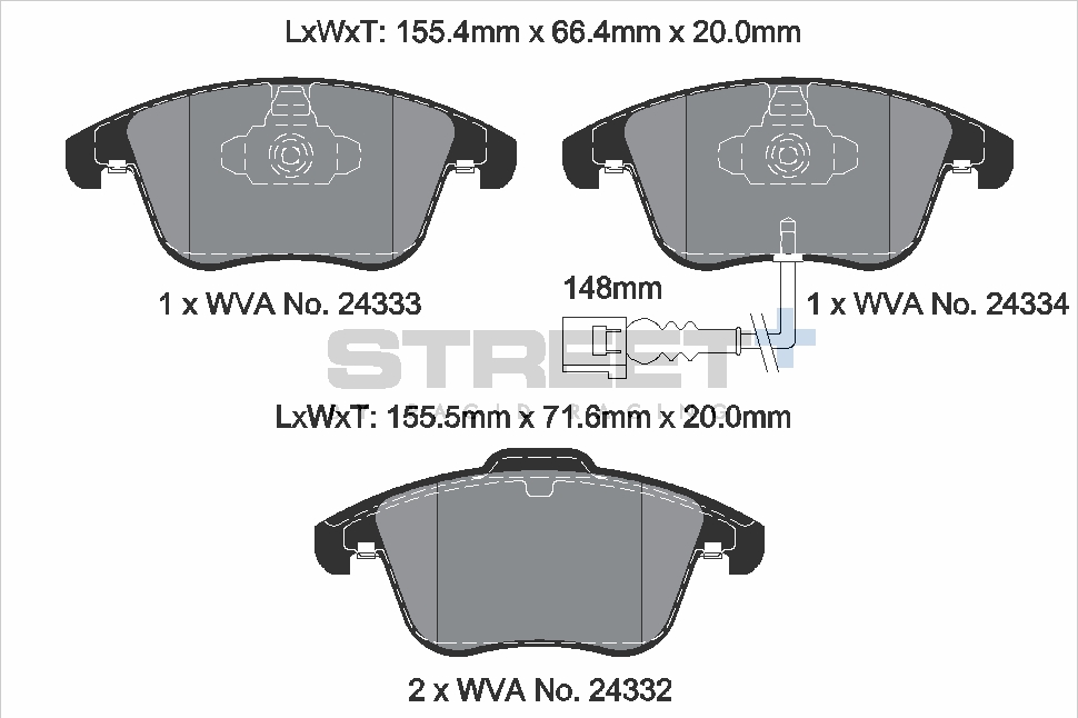 T8219SP2001 - Pagid Street+ Brake Pads; Front - Image 2