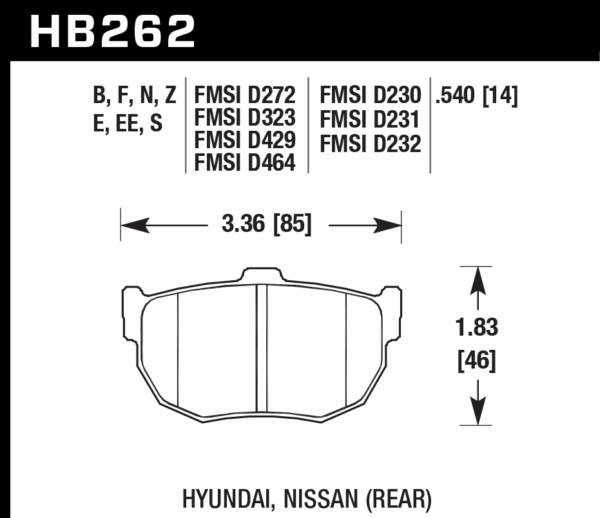 HB262E.540 - Hawk Blue 9012 Brake Pads; Rear - Image 2