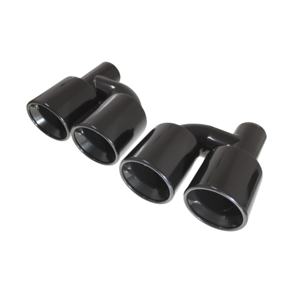 Black exhaust tips set slant cut offset D-101mm - Image 3