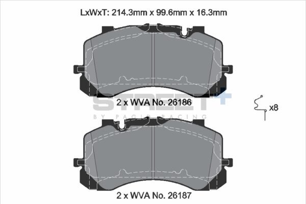T8286SP2001 - Pagid Street+ Brake Pads; Front - Image 2