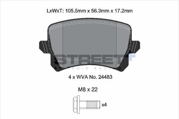 T8075SP2001 - Pagid Street+ Brake Pads; Rear - Image 2