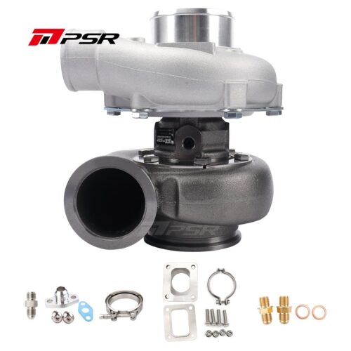 PSR3582 Compact Dual Ball Bearing Turbocharger – V-BAND INLET, V-BAND OUTLET, 1.01A/R + T4 Adapter