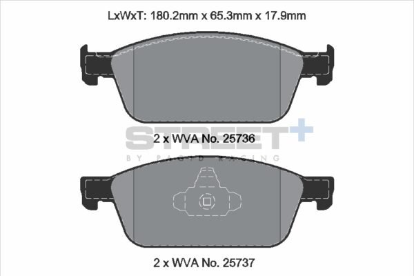 T8125SP2001 - Pagid Street+ Brake Pads; Front - Image 2