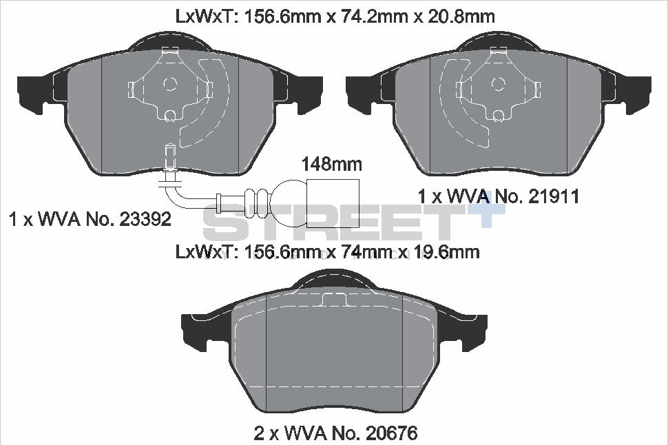 T8173SP2001 - Pagid Street+ Brake Pads; Front - Image 2
