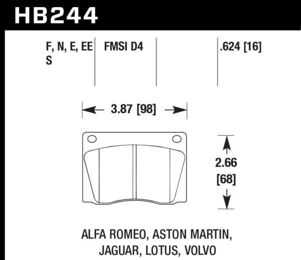 HB244E.624 - Hawk Blue 9012 Brake Pads; Front - Image 2