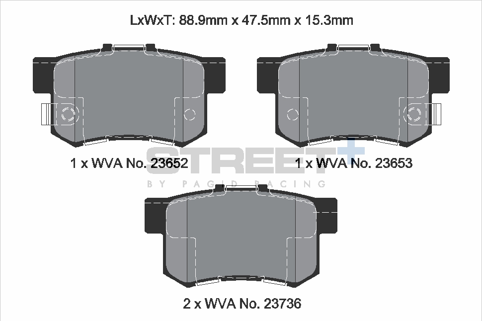 T8034SP2001 - Pagid Street+ Brake Pads; Rear - Image 2