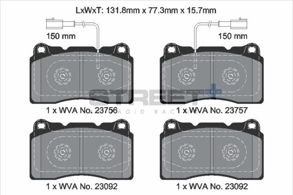 T8254SP2001 - Pagid Street+ Brake Pads; Front - Image 2
