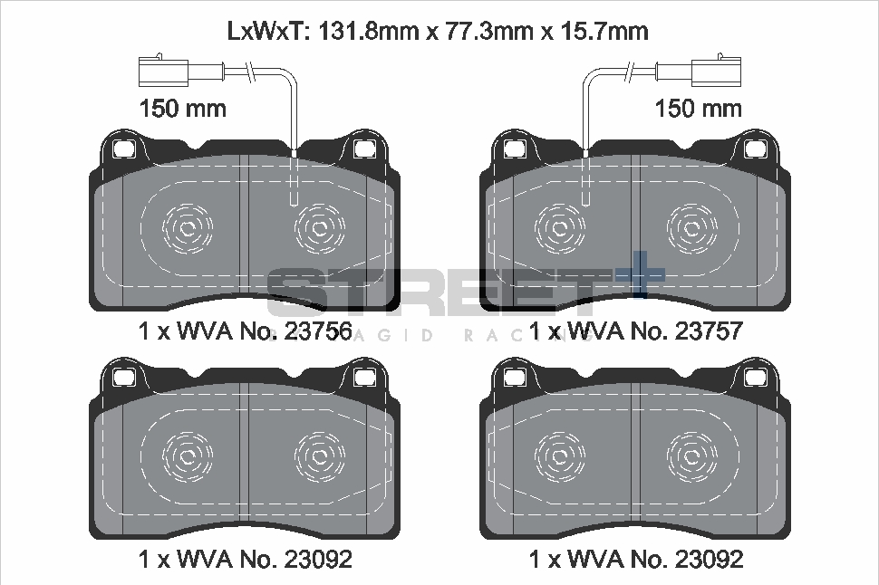 T8254SP2001 - Pagid Street+ Brake Pads; Front - Image 2