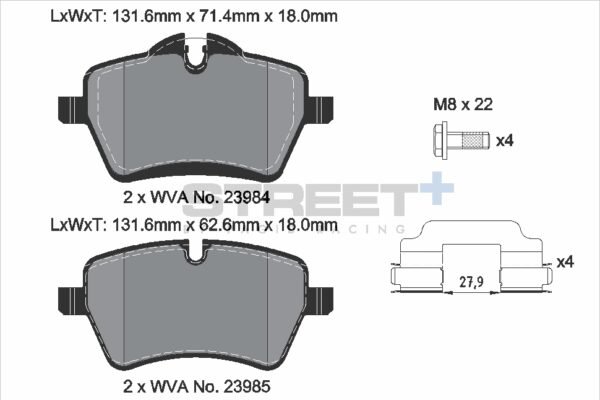 T8303SP2001 - Pagid Street+ Brake Pads; Front - Image 2